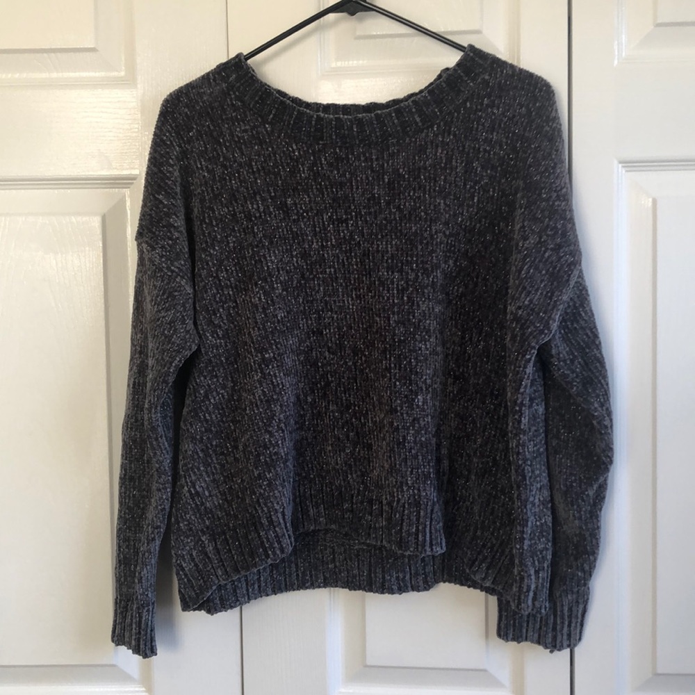 Gray Sparkly Chenille Sweater